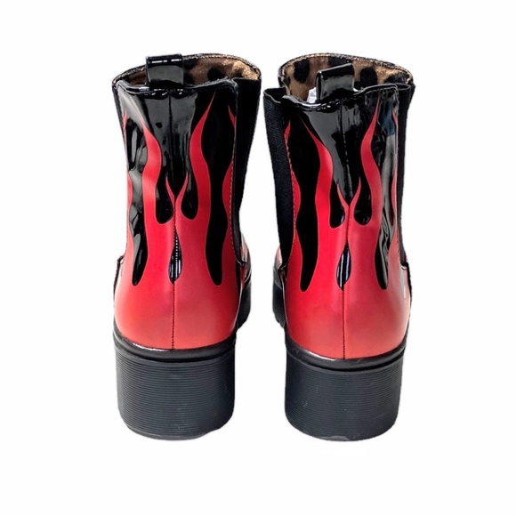 Iron Fist Fire Flame Red and Black Grunge Harajuku Boots Size 5 - Picture 5 of 16